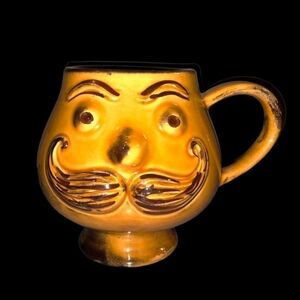 Vintage Mustache Mug in Brown